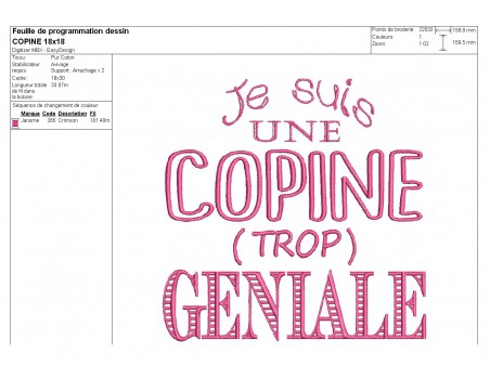 Motif de broderie  machine copine