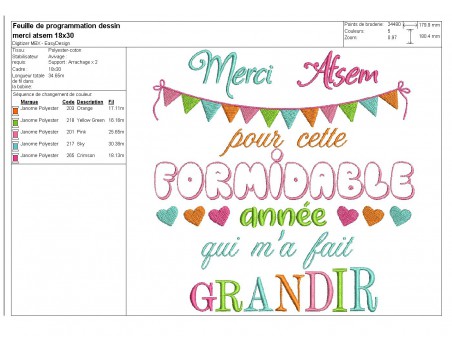 Motif de broderie merci Atsem