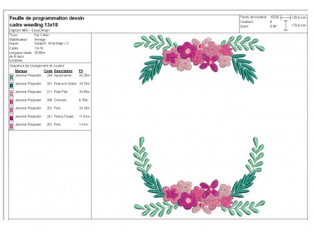 Embroidery design oval frame