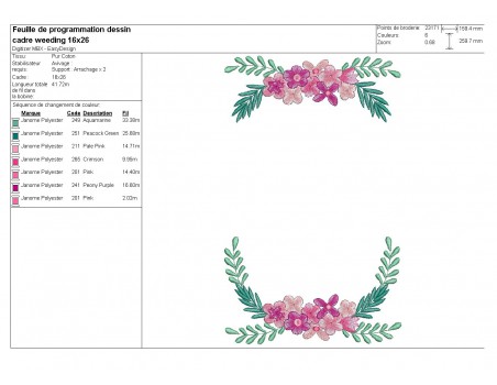 Embroidery design oval frame