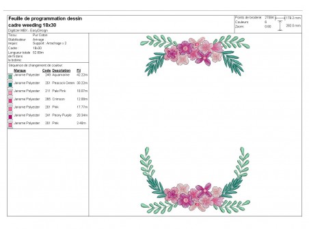 Embroidery design oval frame