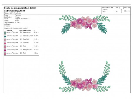 Motif de broderie machine cadre weeding