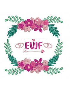 Motif de broderie machine cadre weeding EVJF