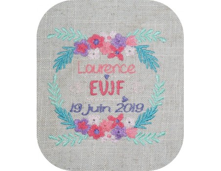 Motif de broderie machine cadre weeding EVJF