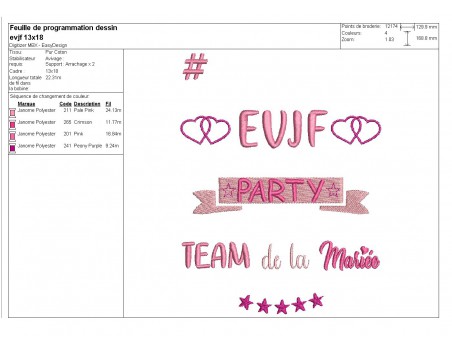 Motif de broderie texte EVJF