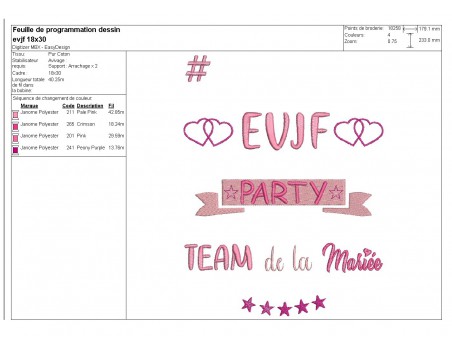 Motif de broderie texte EVJF