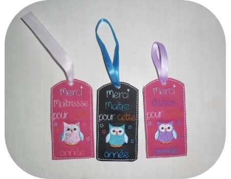 Embroidery design ITH bookmark owl mistress