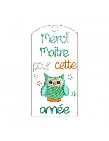 Motif de broderie  ITH marque pages Maître