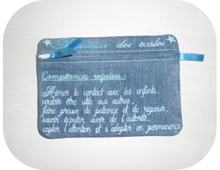 Motif de broderie machine ITH trousse professeur des écoles