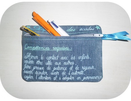 Motif de broderie machine ITH trousse professeur des écoles