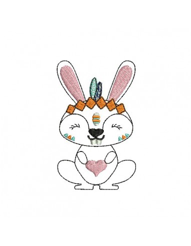 Motif de broderie machine petit lapin apache