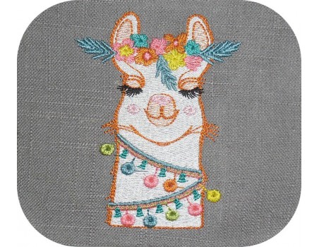 Motif de broderie machine tête de lama