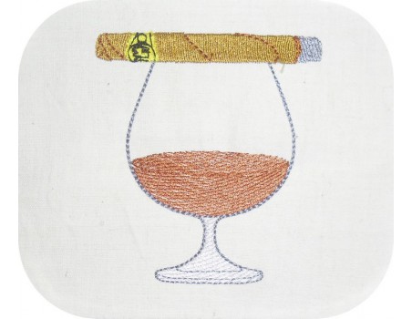 Motif de broderie machine cognac et cigare