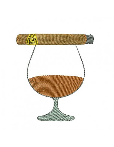 Motif de broderie machine cognac et cigare