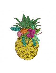 Motif de broderie machine ananas fleurs
