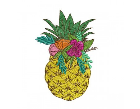 Instant download machine embroidery design mylar pineapple flowers