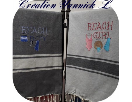 Instant download machine embroidery beach girl