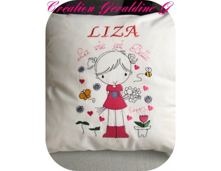 Instant download machine embroidery girl doing cutting