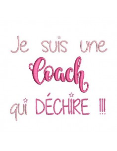 Motif de broderie  machine texte coach femme