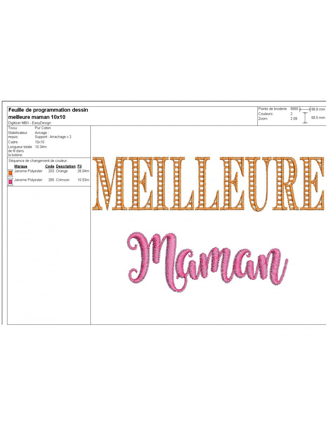 motif de broderie maman super mamie