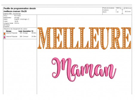 Motif de broderie  meilleure maman