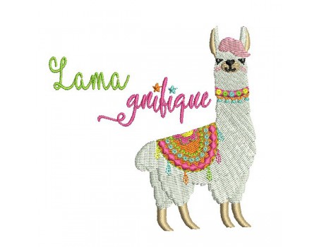 Motif de broderie machine lama gnifique