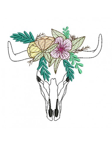 Embroidery design mandala buffalo head