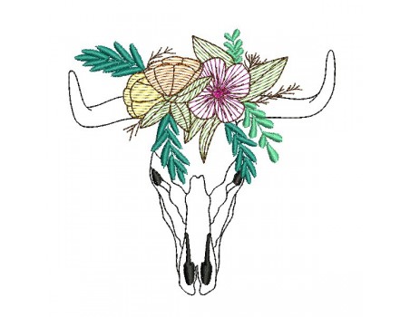 Embroidery design mandala buffalo head