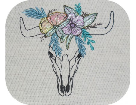 Embroidery design mandala buffalo head
