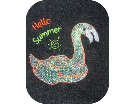 Instant download machine embroidery design flamingos tropical vibes with mylar