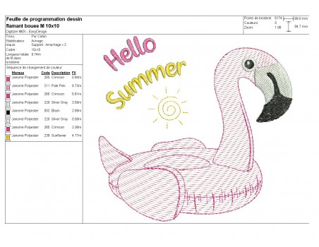 Instant download machine embroidery design flamingos tropical vibes with mylar