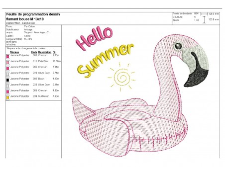 Instant download machine embroidery design flamingos tropical vibes with mylar