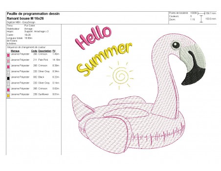 Instant download machine embroidery design flamingos tropical vibes with mylar