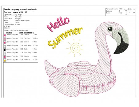 Instant download machine embroidery design flamingos tropical vibes with mylar