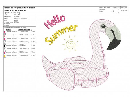 Instant download machine embroidery design flamingos tropical vibes with mylar