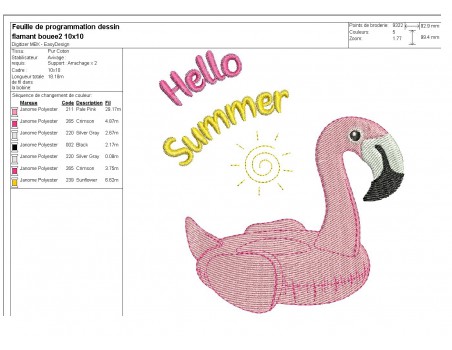 Instant download machine embroidery design flamingo buoy with mylar