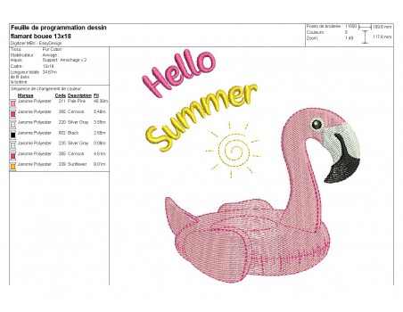 Instant download machine embroidery design flamingo buoy with mylar