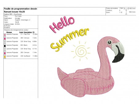 Instant download machine embroidery design flamingo buoy with mylar