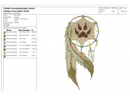 Embroidery design feather dream catcher