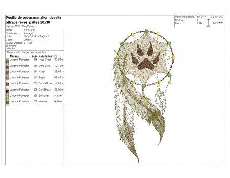 Embroidery design feather dream catcher