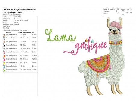 Instant download machine embroidery  applique lama