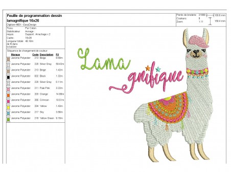 Instant download machine embroidery  applique lama