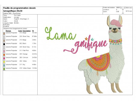 Instant download machine embroidery  applique lama