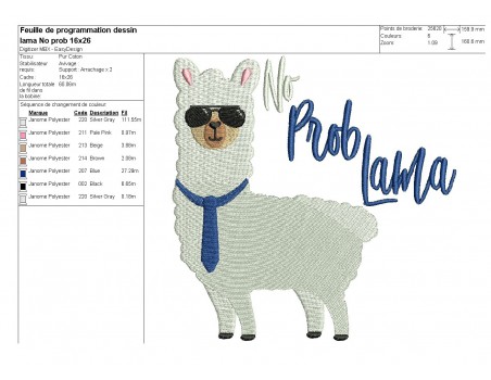 Instant download machine embroidery  lama gnifique