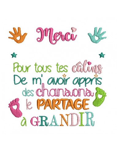 Motif de broderie texte  petite enfance