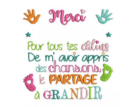 Motif de broderie texte  petite enfance