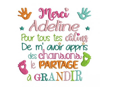 Motif de broderie texte  petite enfance