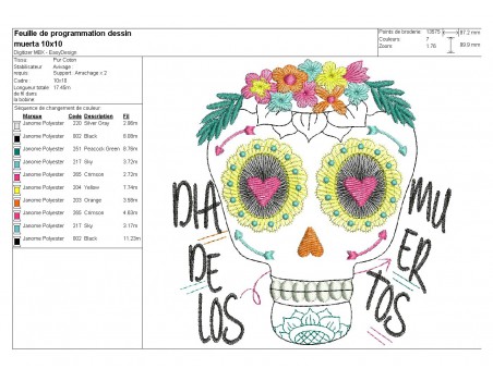 Embroidery design flowers buffalo head