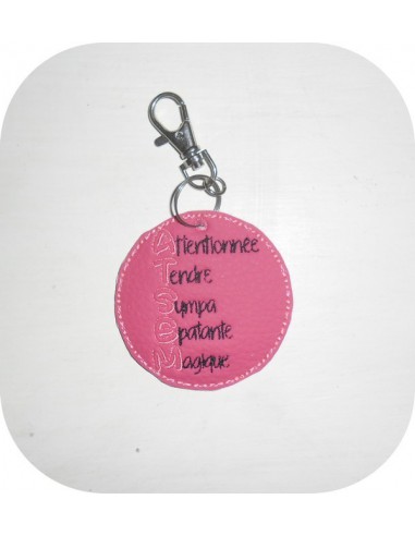 Embroidery design ITH key ring mistress
