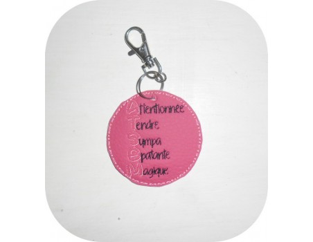 Embroidery design ITH key ring mistress